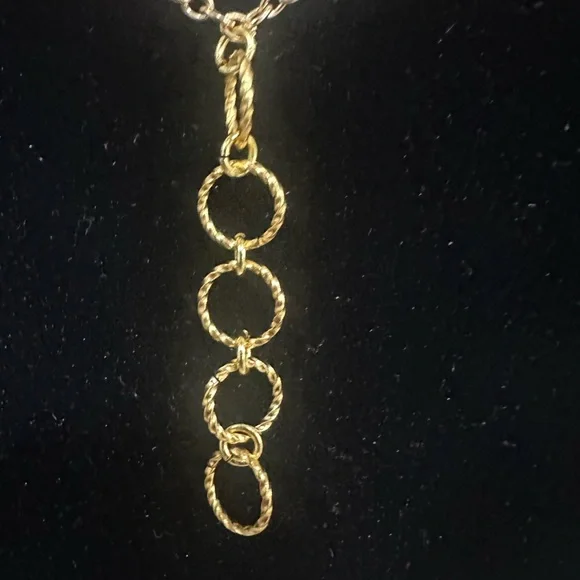 Gold Chain Necklace w/ Interlocking Ring Charms - Picture 2 of 5